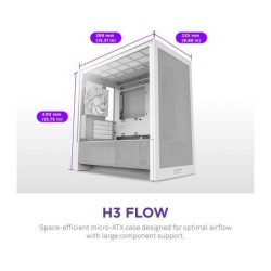 NZXT H3 Flow (2025) micro-ATX Mid-tower Case - All White Color