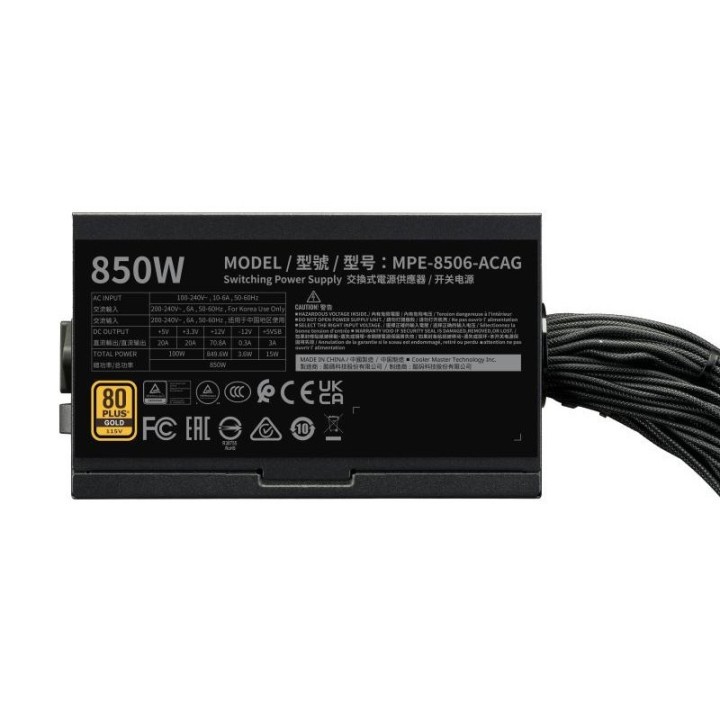 Alimentation Cooler Master MWE Gold 850 V3 non modulaire - ATX 3.1 - 850 W 80 PLUS Gold