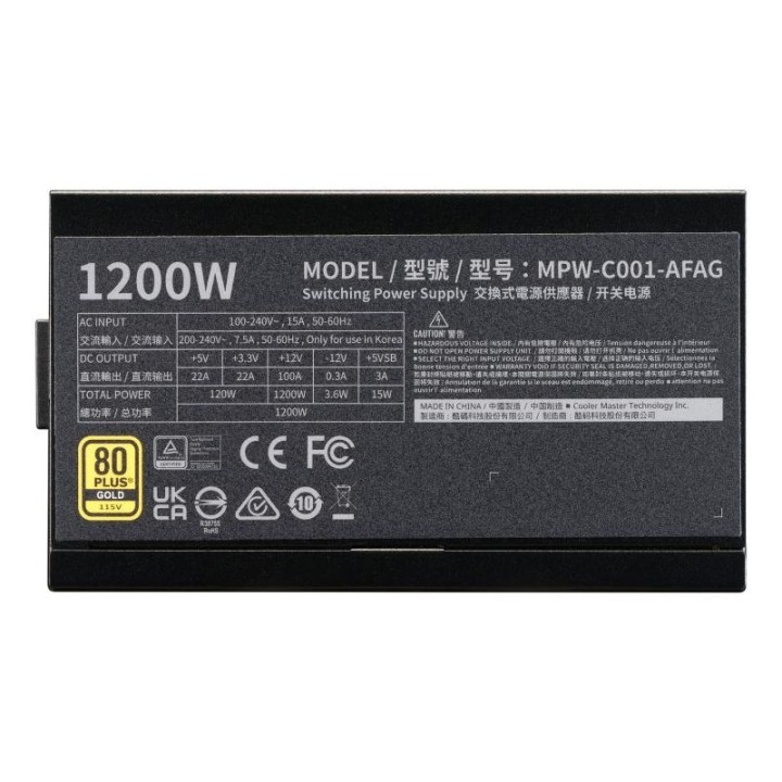 Alimentation Cooler Master Elite Gold 1200 FM - 1200 W 80 PLUS Gold