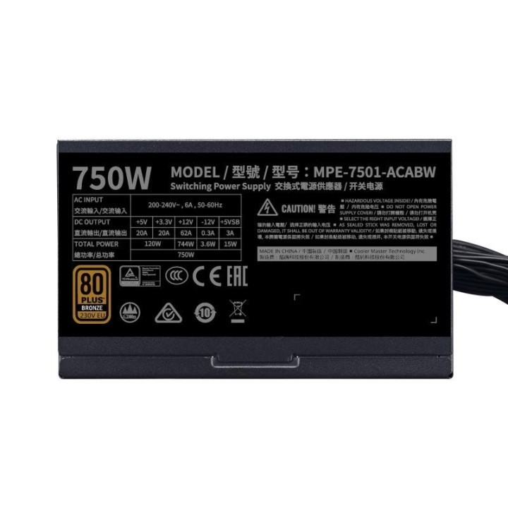 Alimentation Cooler Master MWE 750 Bronze 230V V2 - 750 W 80 PLUS Bronze