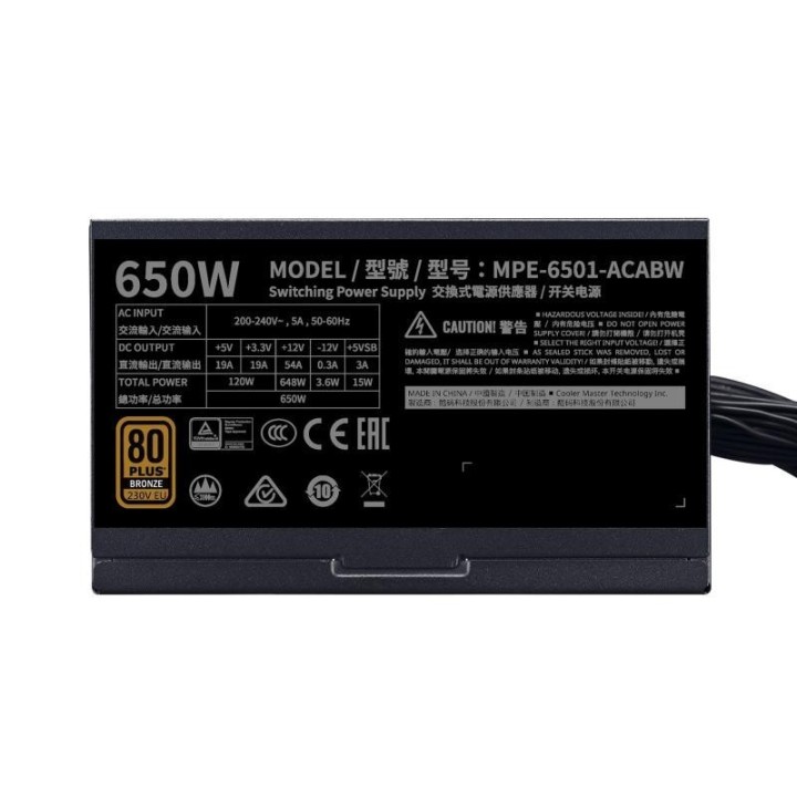 Alimentation Cooler Master MWE 650 Bronze 230V V2 - 650 W 80 PLUS Bronze