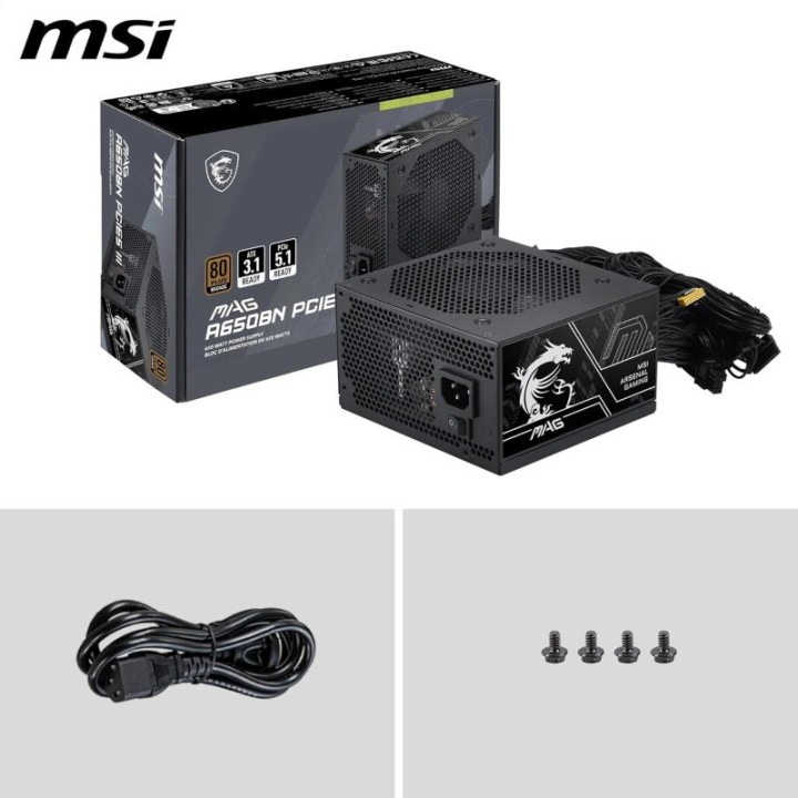 Alimentation MSI MAG A650BN PCIe 5 II - 650 W 80 PLUS Bronze