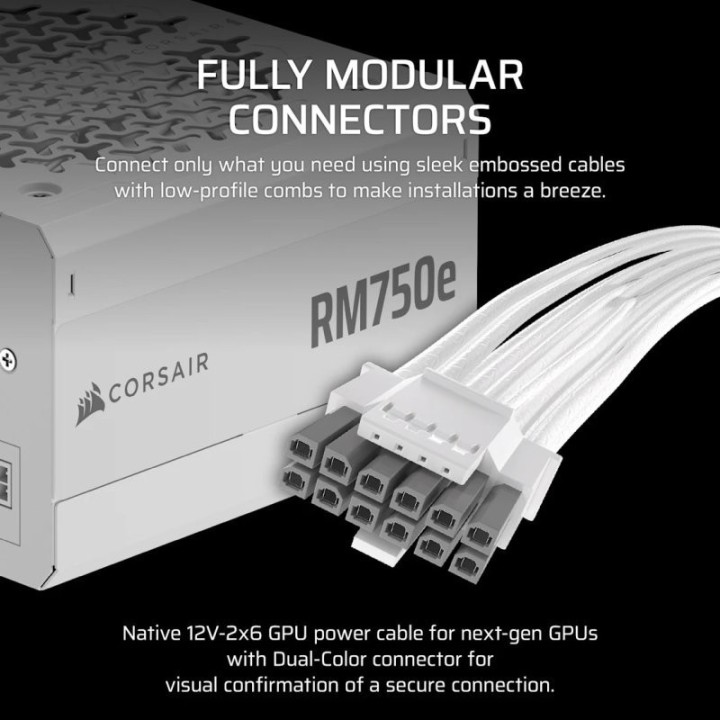 Alimentation Corsair RM750e White, ATX 3.1 - 750 W 80 PLUS Gold