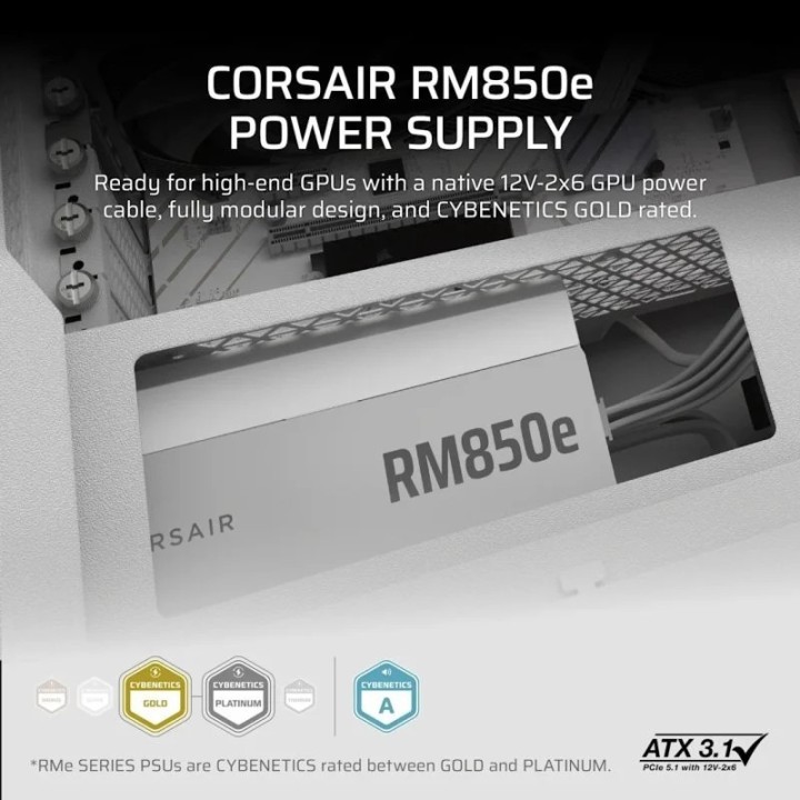 Alimentation Corsair RMe White Series, RM850e White, ATX 3.1 - 850 W 80 PLUS Gold