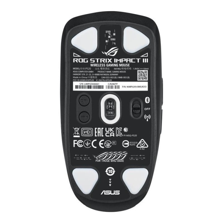 ASUS ROG Strix Impact III Wireless souris Jouer Ambidextre RF sans fil + Bluetooth Optique 36000 DPI