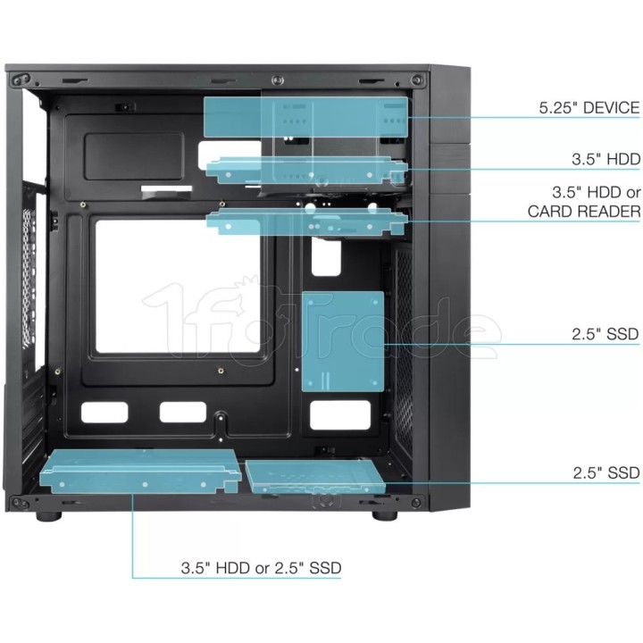 Boîtier Mini Tour Micro ATX TooQ TQC-4701U3C-B (Noir) | Ordiland