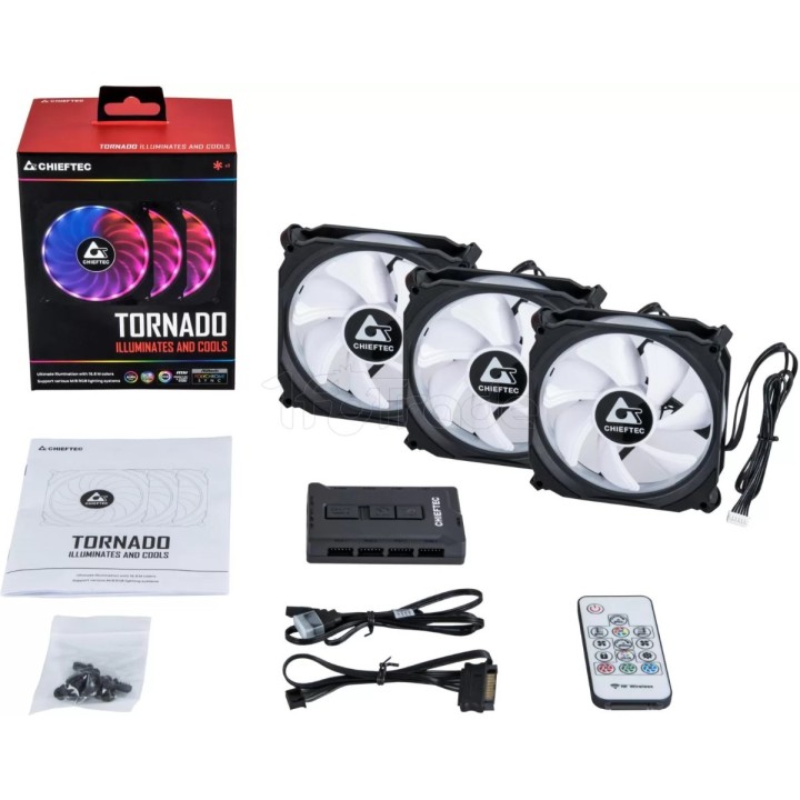 Lot de 3 Ventilateurs de boîtier Chieftec Tornado RGB | Ordiland
