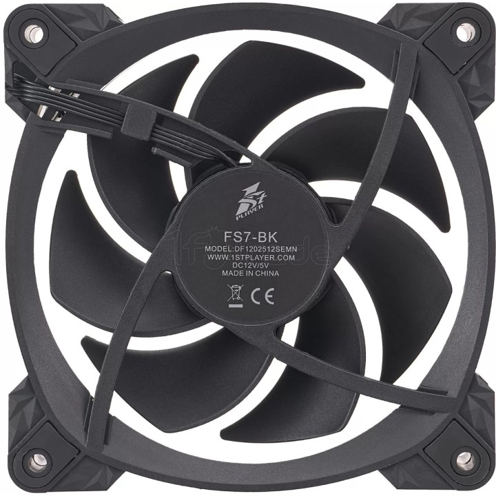 Ventilateur boîtier 1stPlayer FS7 RGB - 12cm (Noir) | Ordiland
