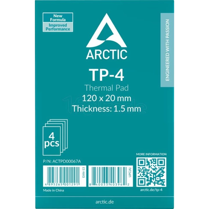 Lot de 4 Pads thermiques Arctic TP-4 120x20x1,5mm | Ordiland