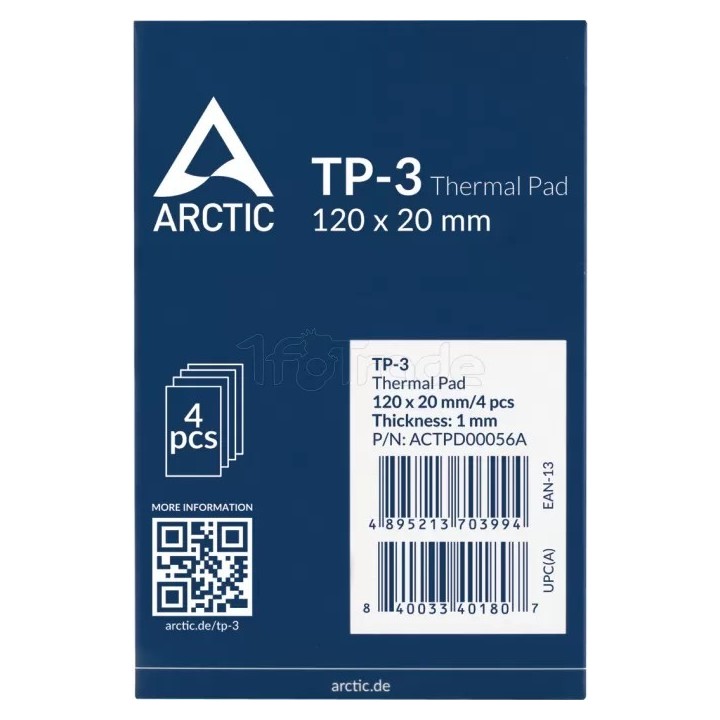 Lot de 4 Pads thermiques Arctic TP-3 120x20x1mm (Bleu) | Ordiland