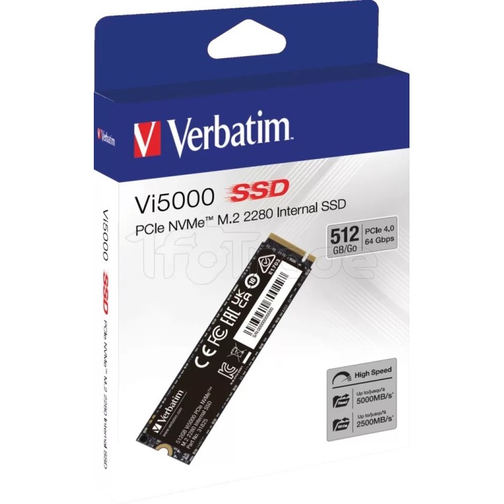 Disque SSD Verbatim Vi5000 512Go - NVMe M.2 Type 2280 | Ordiland