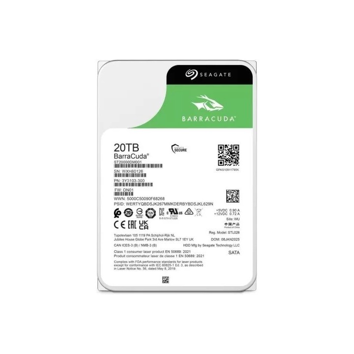 Disque dur 3,5" Seagate BarraCuda 20To - S-ATA | Ordiland