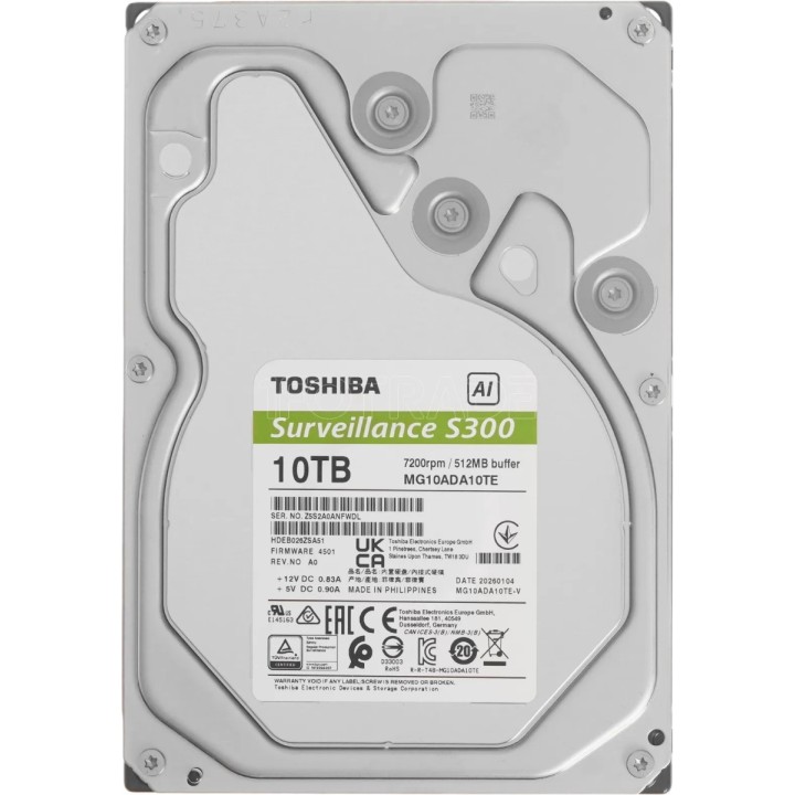 Disque dur 3,5" Toshiba S300 AI Surveillance 10To | Ordiland