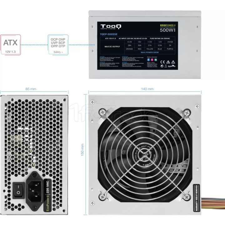 Alimentation ATX TooQ Ecopower II SSE - 500W | Ordiland
