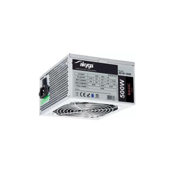 Alimentation ATX Akyga Basic AK-B1 - 500W (Gris) | Ordiland