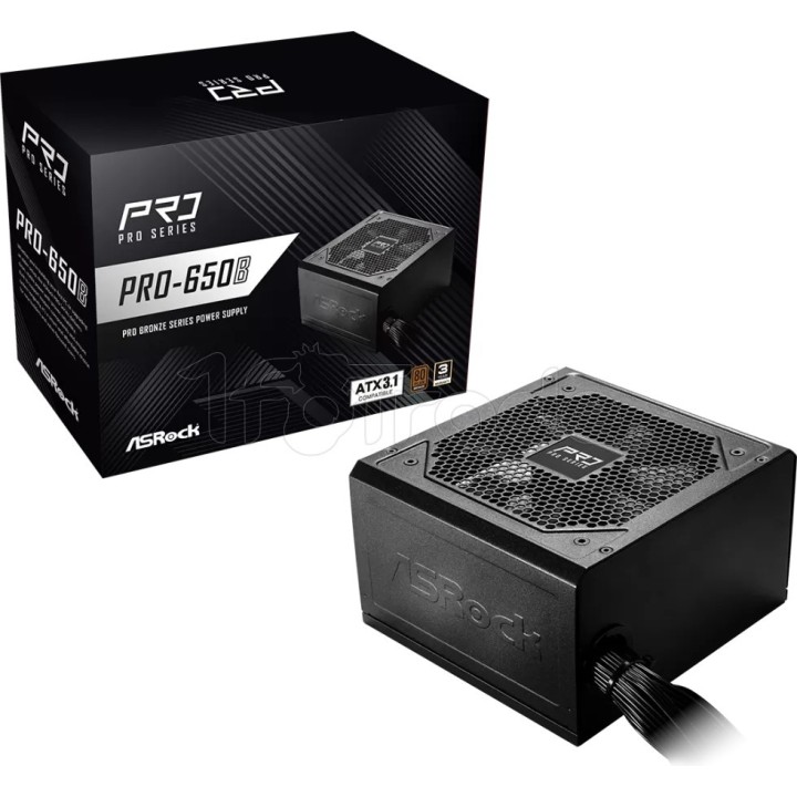Alimentation ATX ASRock Pro-B - 650W (Noir) | Ordiland