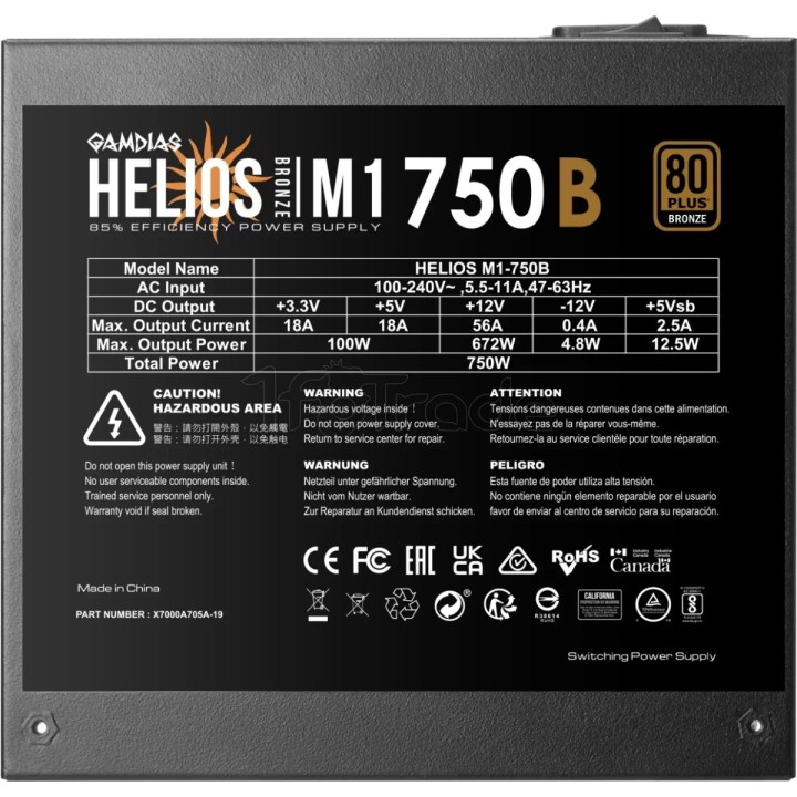 Alimentation ATX Gamdias Helios M1 - 750W (Noir) | Ordiland