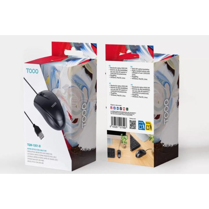 Souris filaire TooQ TQM-1001-B (Noir) | Ordiland