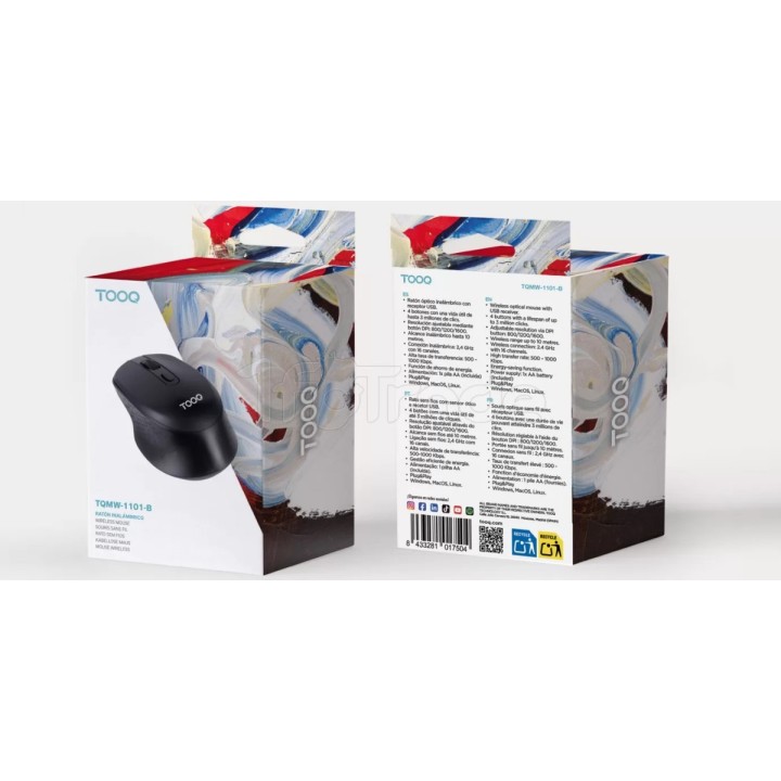 Souris sans fil TooQ TQMW-1101-B (Noir) | Ordiland