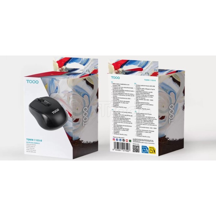 Souris sans fil TooQ TQMW-1103-B (Noir) | Ordiland