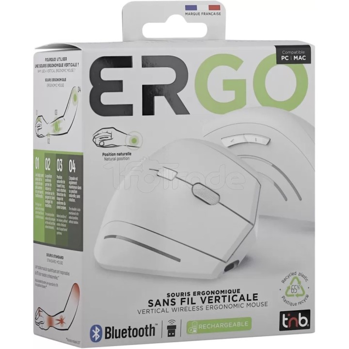 Souris sans fil Bluetooth ergonomique T'nB Ergo | Ordiland