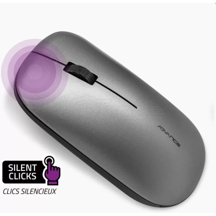 Souris sans fil Advance SlimFit (Gris) | Ordiland