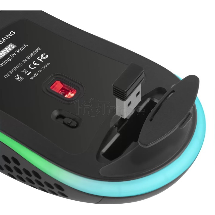 Souris sans fil Gamer Mars Gaming MMW3 RGB (Noir) | Ordiland