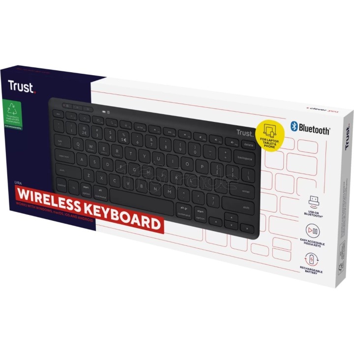 Clavier sans fil Bluetooth Trust Lyra (Noir) | Ordiland