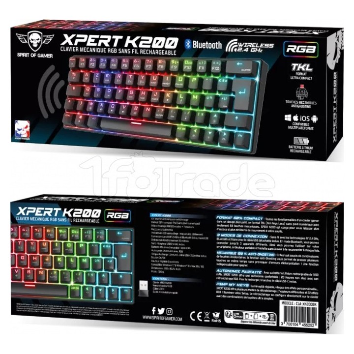 Clavier Gamer sans fil Bluetooth mécanique (Red | Ordiland