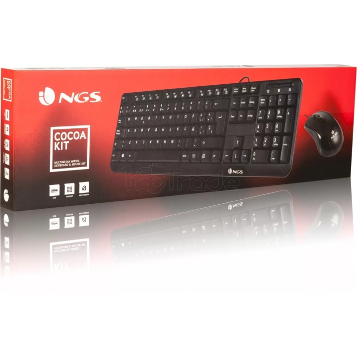 Pack 2en1 (Clavier/Souris) NGS Cocoa (Noir) | Ordiland