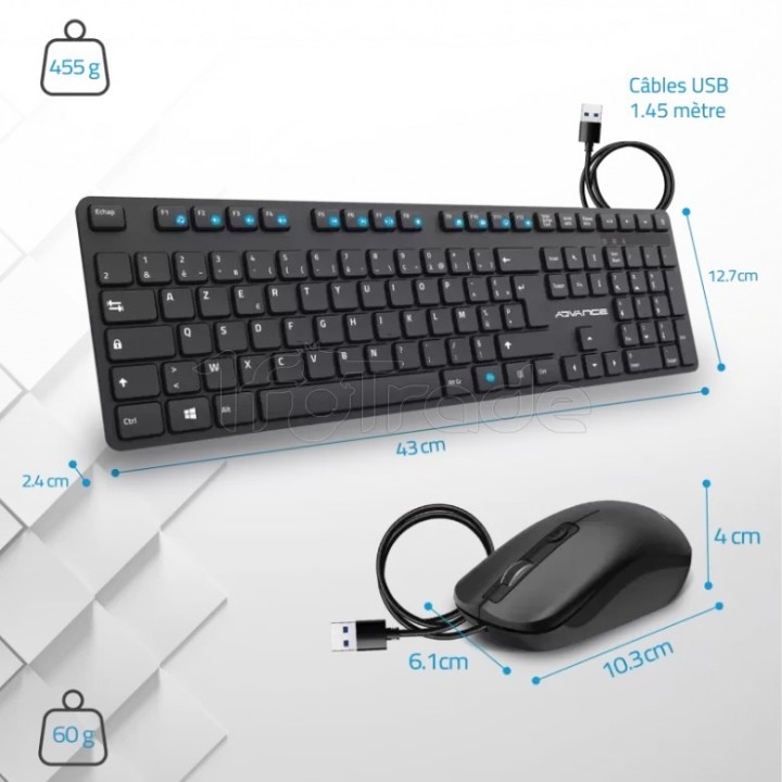 Pack 2en1 (Clavier/Souris) Advance WorkMate Plus | Ordiland