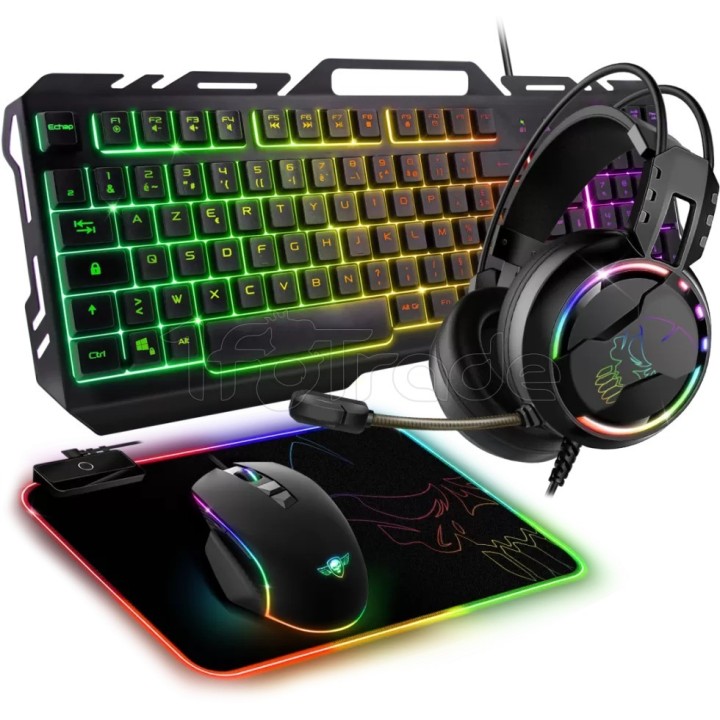 Pack Gamer 4en1 (Clavier/Souris/Casque/Tapis) Spirit | Ordiland