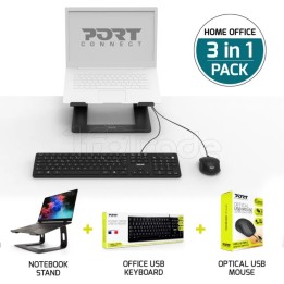 Pack Télétravail 3en1 (Clavier/Souris/Support) Port | Ordiland