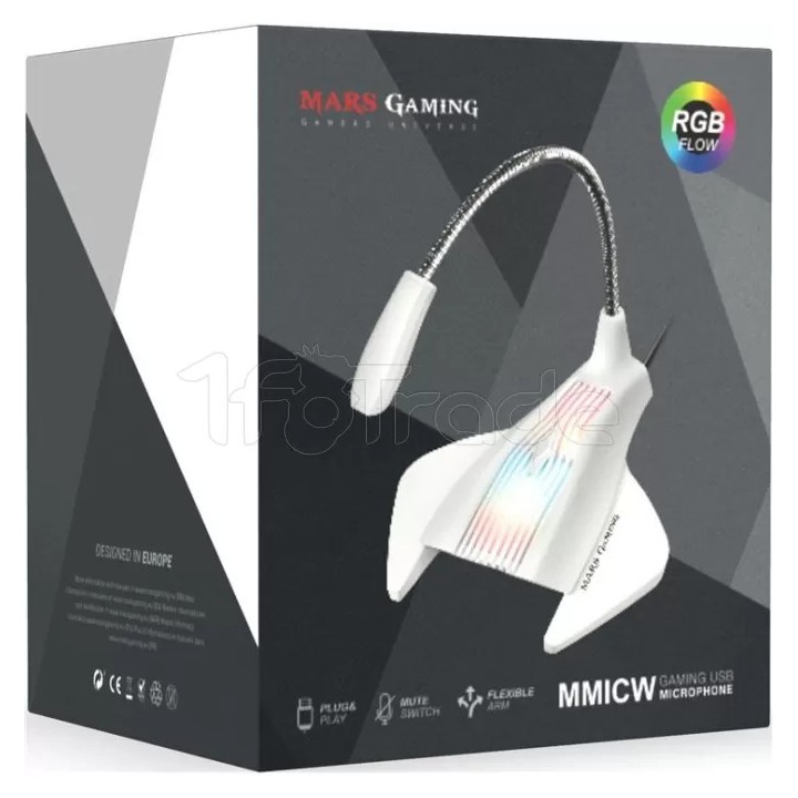 Microphone sur pied Mars Gaming MMIC RGB (Blanc) | Ordiland