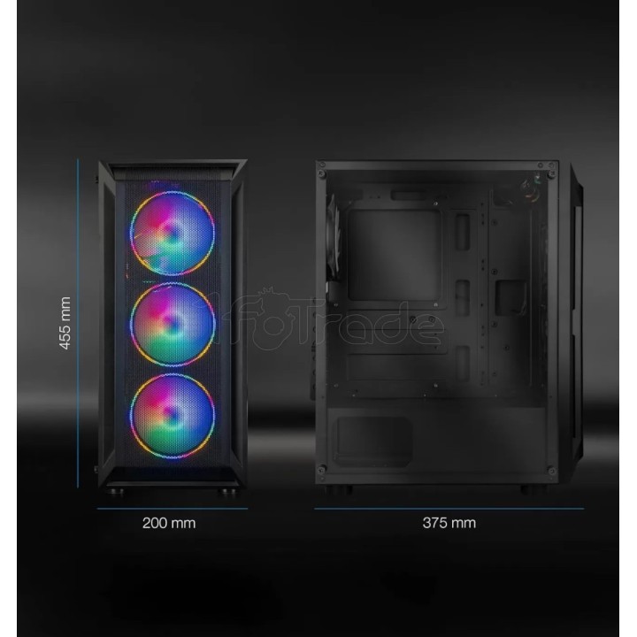 Boîtier Moyen Tour ATX TooQ Ragnärok TQGCC101-B RGB | Ordiland