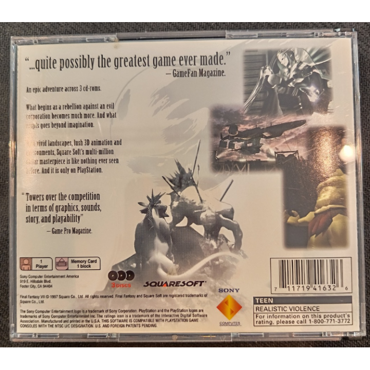 Jeux PS1 : Final Fantasy VII ver. USA (Sans Notice) | Ordiland