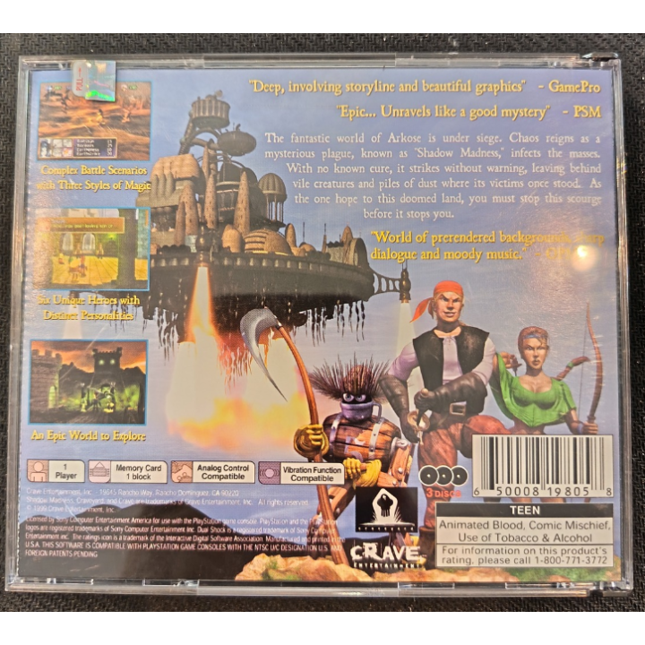 Jeux PS1 : Shadow Madness ver. USA (Complet) | Ordiland
