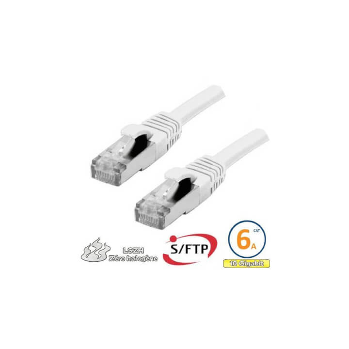 Cable : Cordon RJ45 Cat 6a F/FTP Primacy 1m Blanc | Ordiland