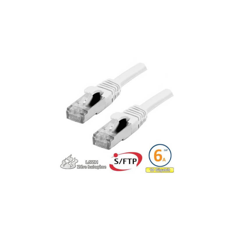Cable : Cordon RJ45 Cat 6a F/FTP Primacy 10m Blanc