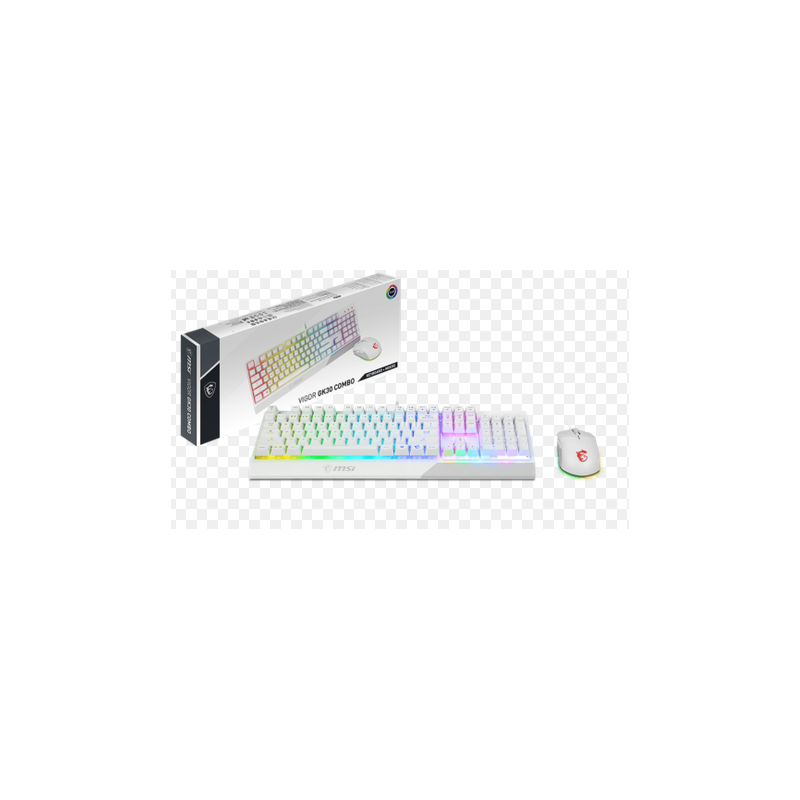 Pack Clavier Souris MSI Vigor GK30 Gaming COMBO RGB Blanc