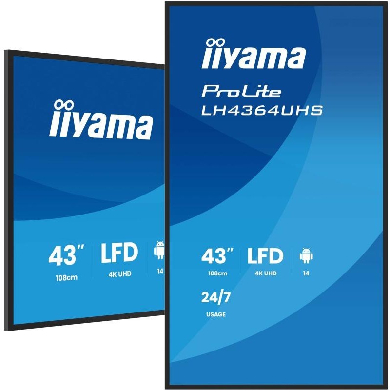 Écran d'affichage dynamique iiyama LH4364UHS-B1AG 43" 4K Ultra HD